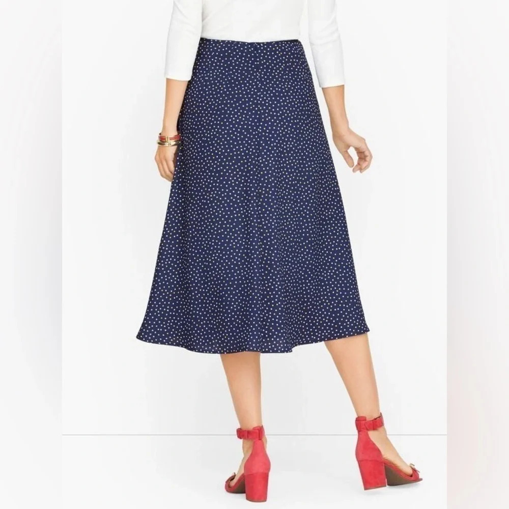 Talbots navy,white and yellow midi a-line skirt sz 12